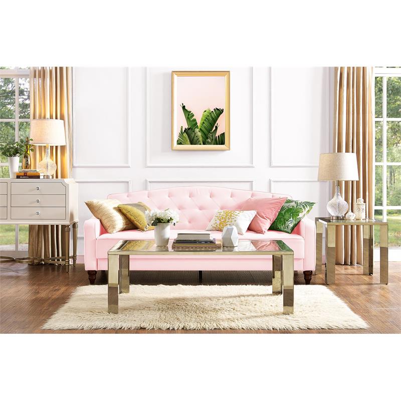  Novogratz Vintage Tufted Sofa Sleeper II - Pink Velvet 