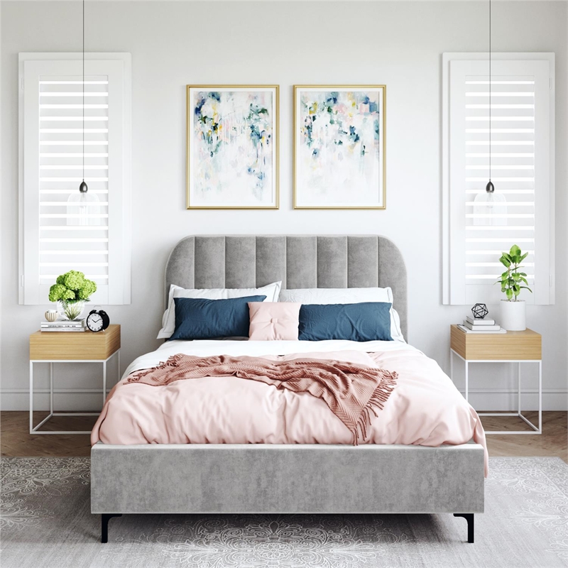 DHP Camilla Upholstered Queen Bed in Gray Velvet