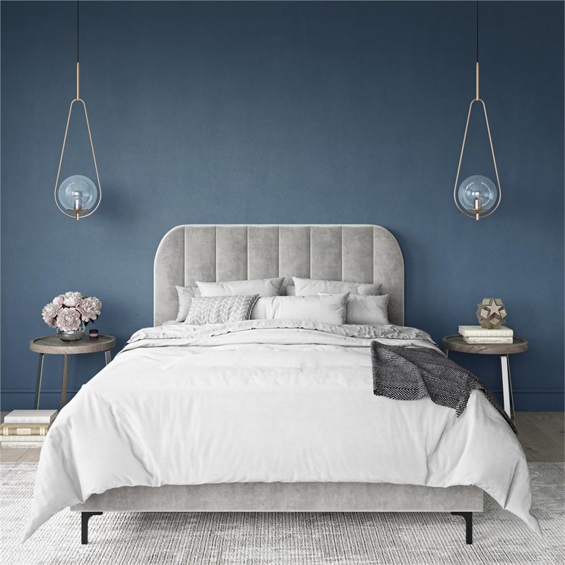 DHP Camilla Upholstered Queen Bed in Gray Velvet
