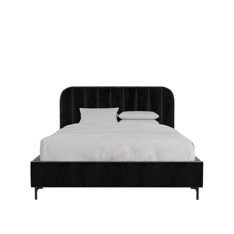 DHP Camilla Upholstered Queen Bed in Black Velvet