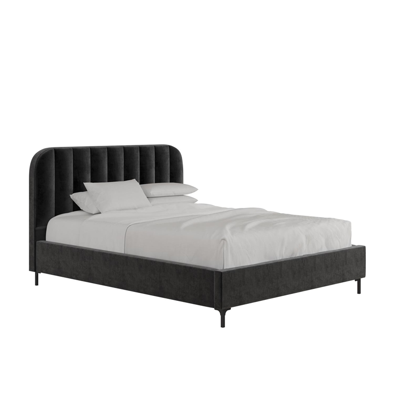 DHP Camilla Upholstered Queen Bed in Black Velvet