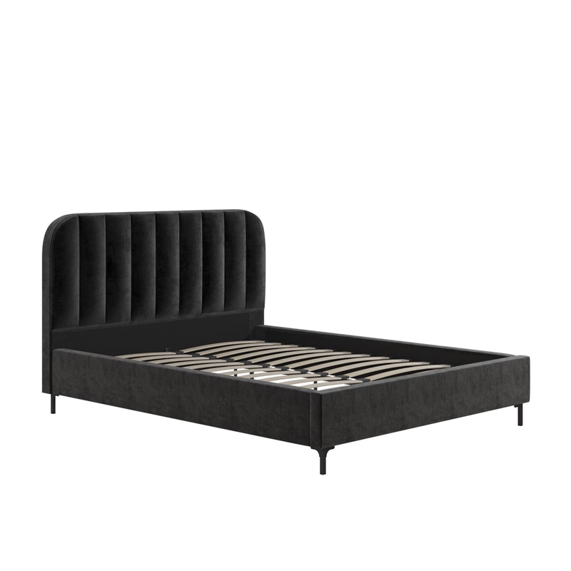 DHP Camilla Upholstered Queen Bed in Black Velvet