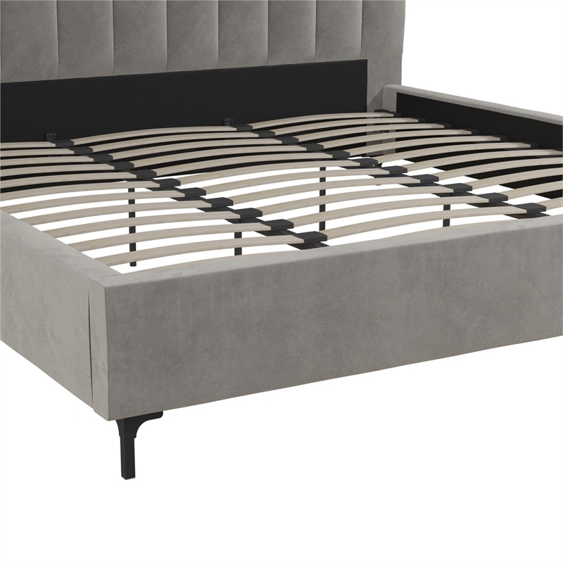 DHP Camilla Upholstered King Bed in Gray Velvet