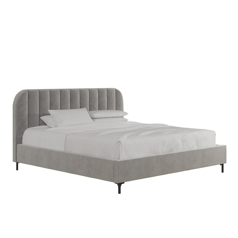 DHP Camilla Upholstered King Bed in Gray Velvet