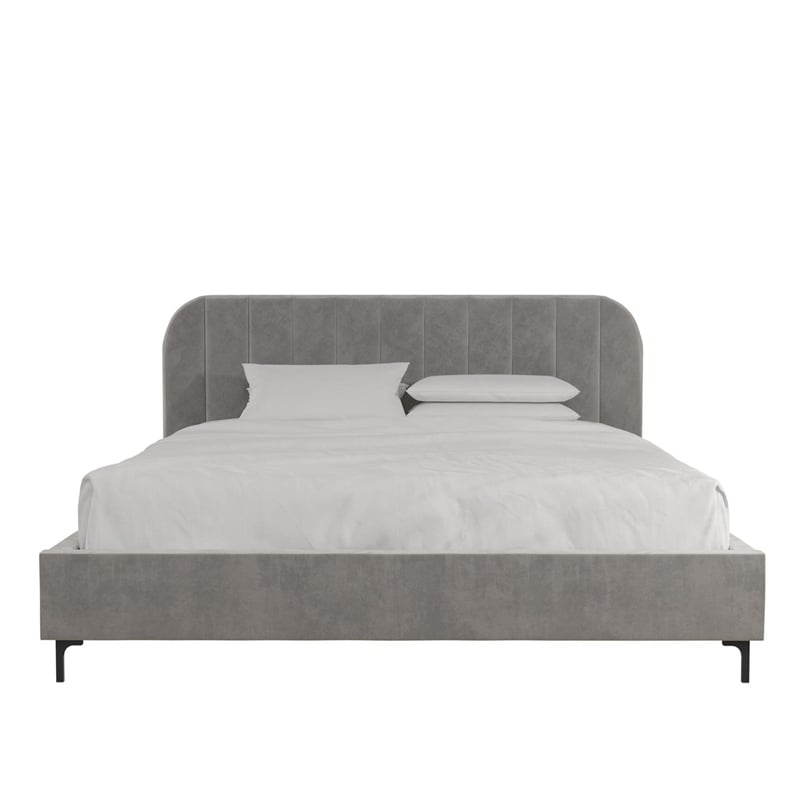 DHP Camilla Upholstered King Bed in Gray Velvet