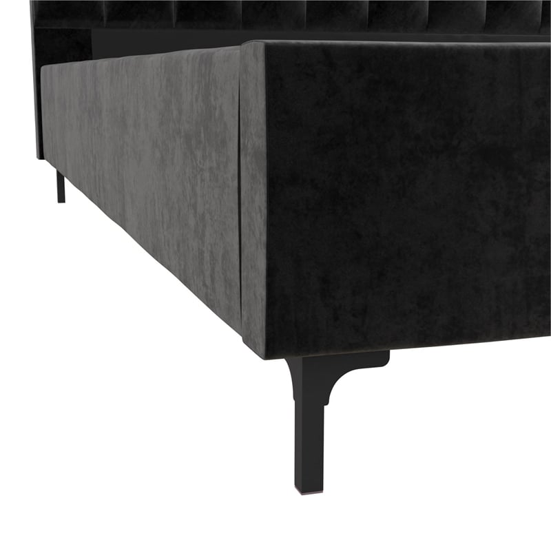 DHP Camilla Upholstered King Bed in Black Velvet