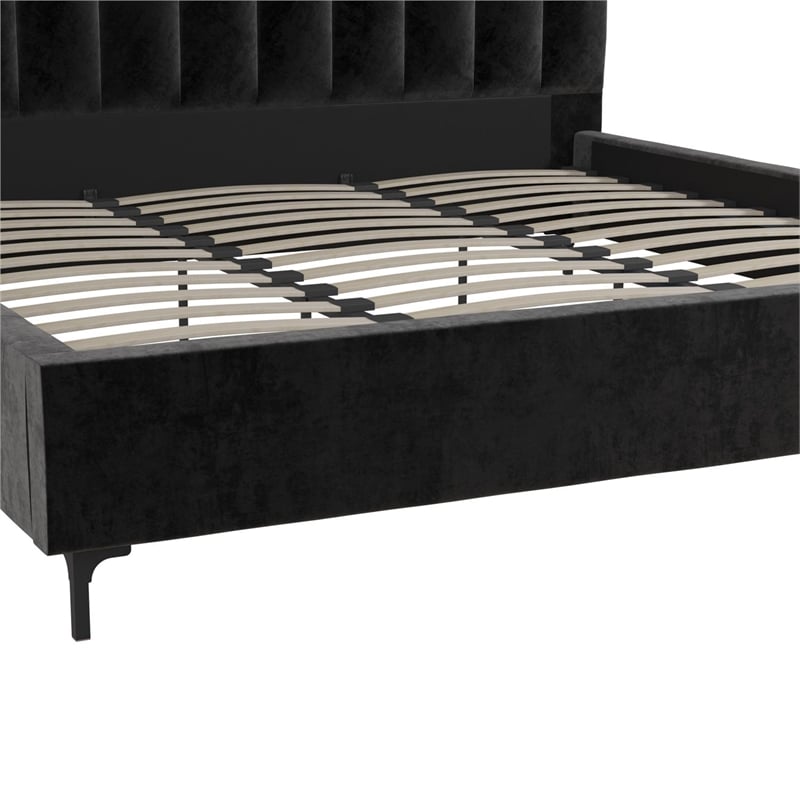 DHP Camilla Upholstered King Bed in Black Velvet