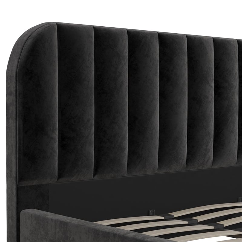 DHP Camilla Upholstered King Bed in Black Velvet