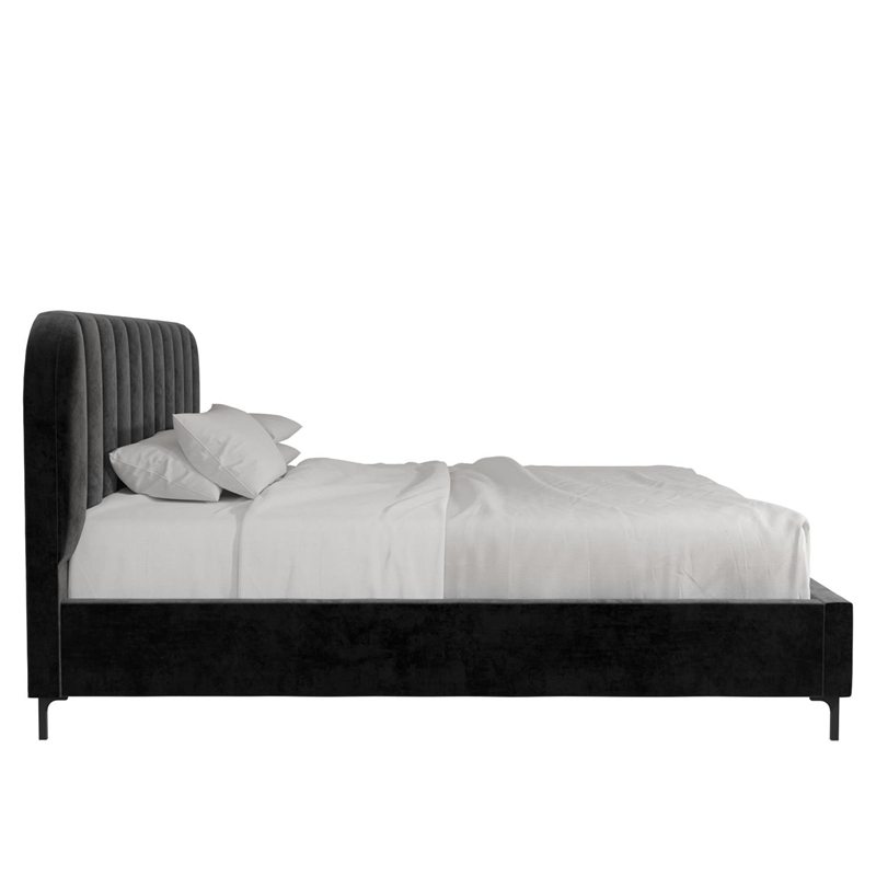 DHP Camilla Upholstered King Bed in Black Velvet