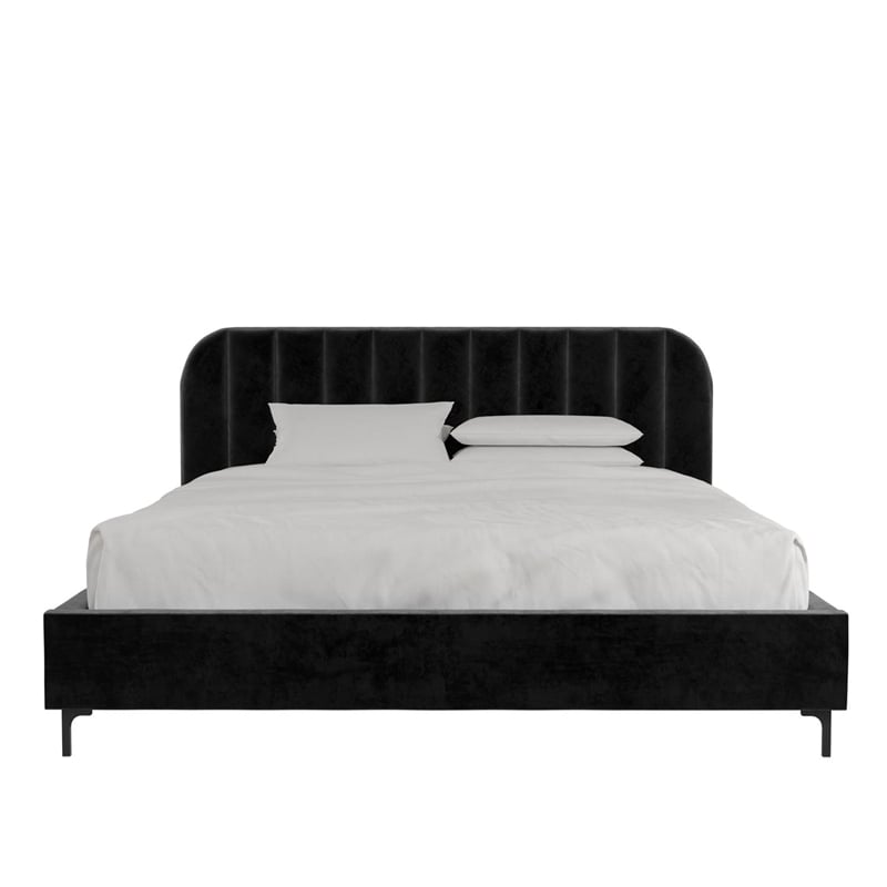 DHP Camilla Upholstered King Bed in Black Velvet