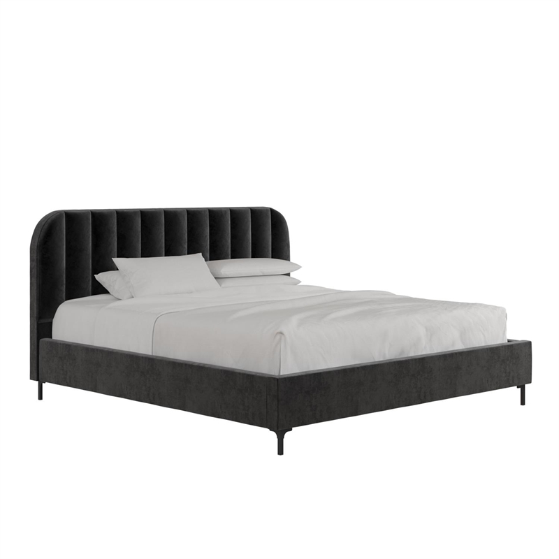 DHP Camilla Upholstered King Bed in Black Velvet