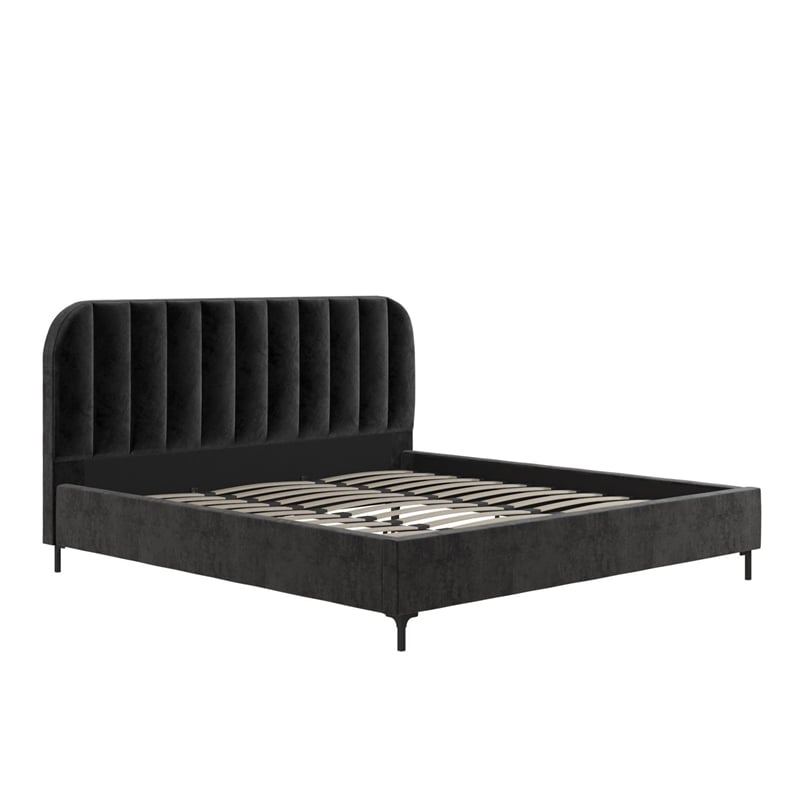 DHP Camilla Upholstered King Bed in Black Velvet