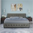 DHP Cambridge Velvet Upholstered King Bed with Storage in Gray