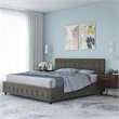 DHP Cambridge Velvet Upholstered King Bed with Storage in Gray