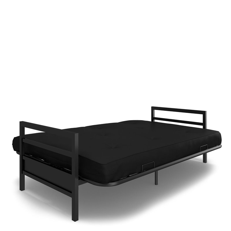 DHP Rio Metal Arm Black Futon with 6Inch Black Microfiber Mattress