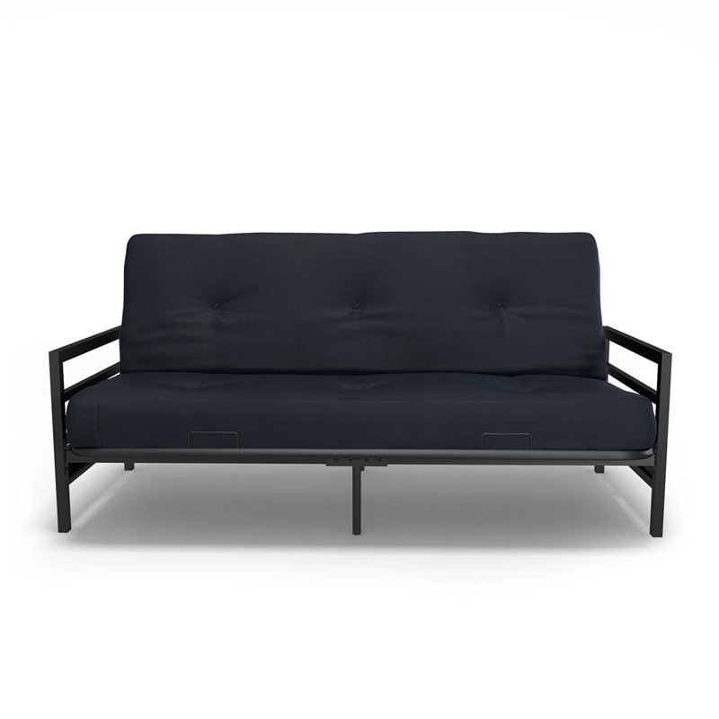 DHP Rio Metal Arm Black Futon with 6-Inch Blue Microfiber ...