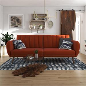 dhp novogratz brittany linen futon in persimmon orange