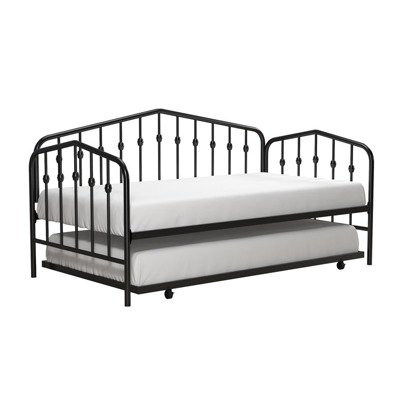 Novogratz Bushwick Metal Twin Daybed & Trundle in Black