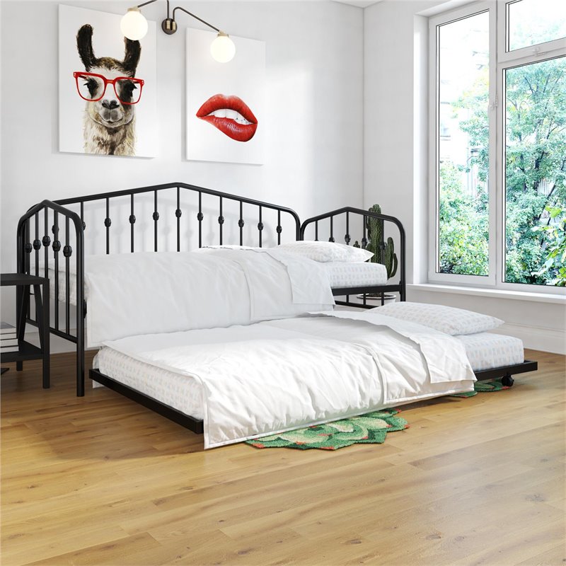 Novogratz Bushwick Metal Twin Daybed & Trundle in Black
