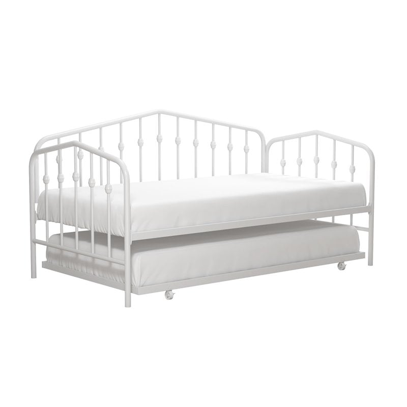 Novogratz Bushwick Metal Twin Daybed & Trundle in White