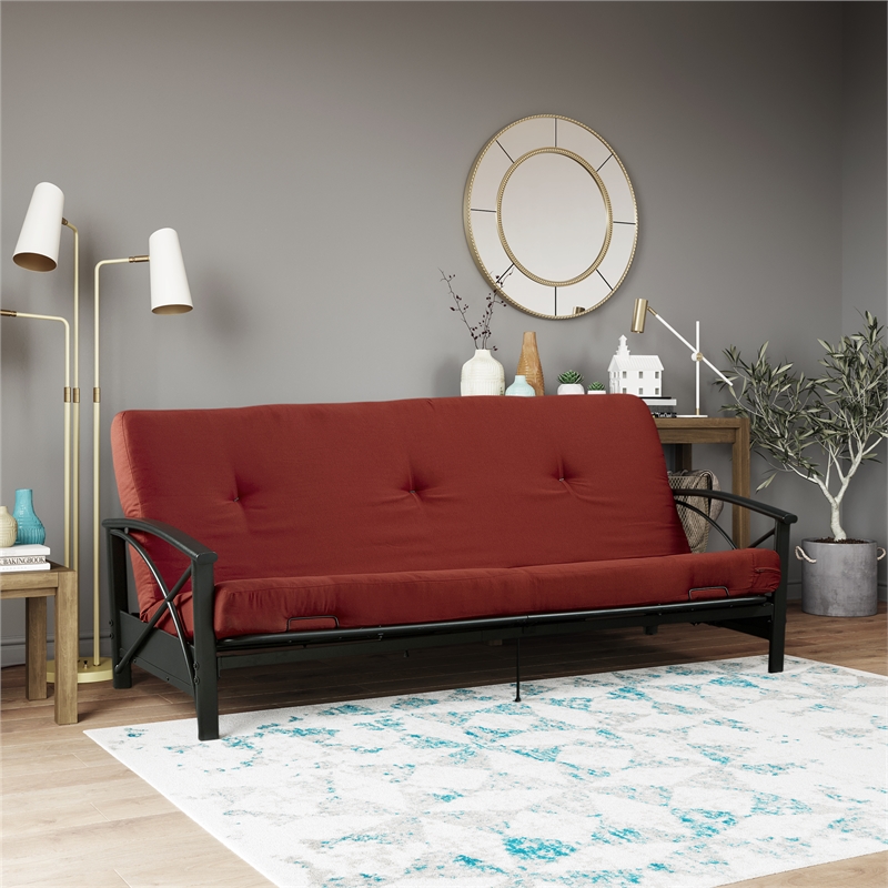 DHP Value 6 Inch Full Size Polyester Futon Mattress in Red