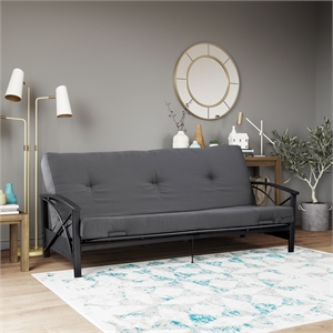 DHP Value 6 Inch Full Size Polyester Futon Mattress in Gray