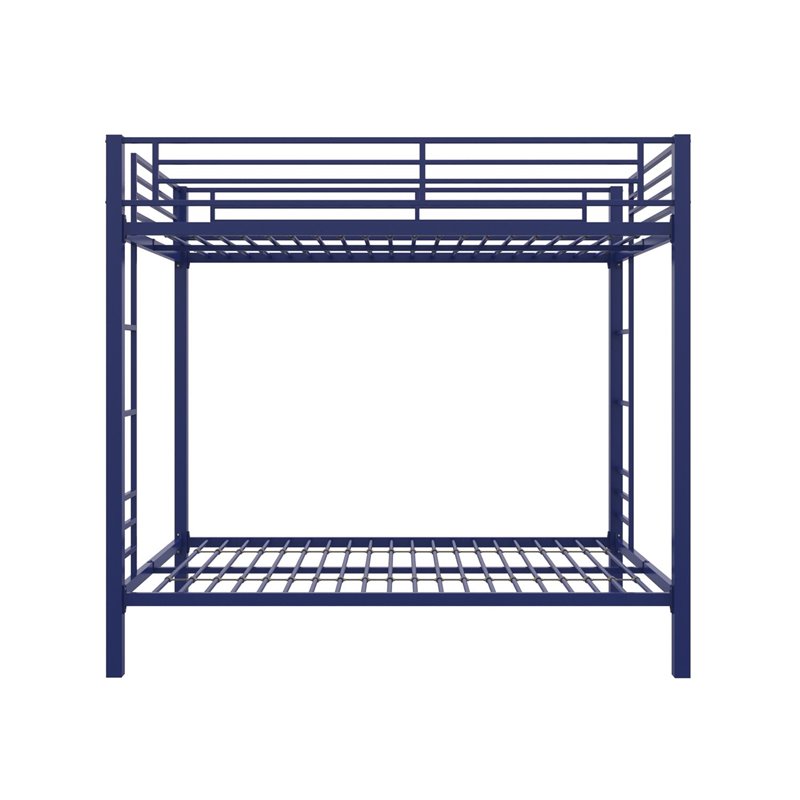 DHP Full over Full Metal Bunk Bed with Ladder in Blue