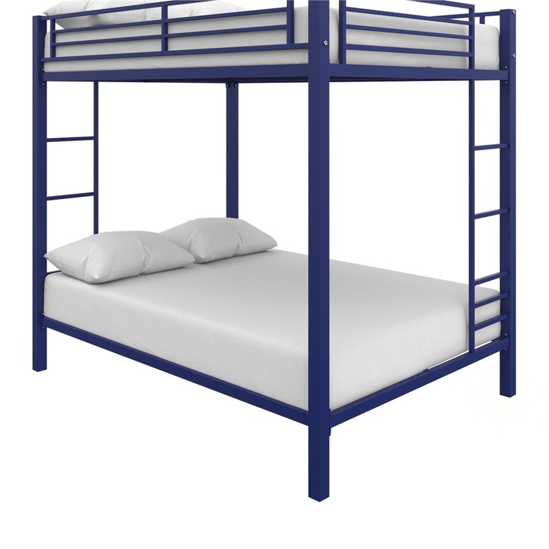 DHP Full over Full Metal Bunk Bed with Ladder in Blue