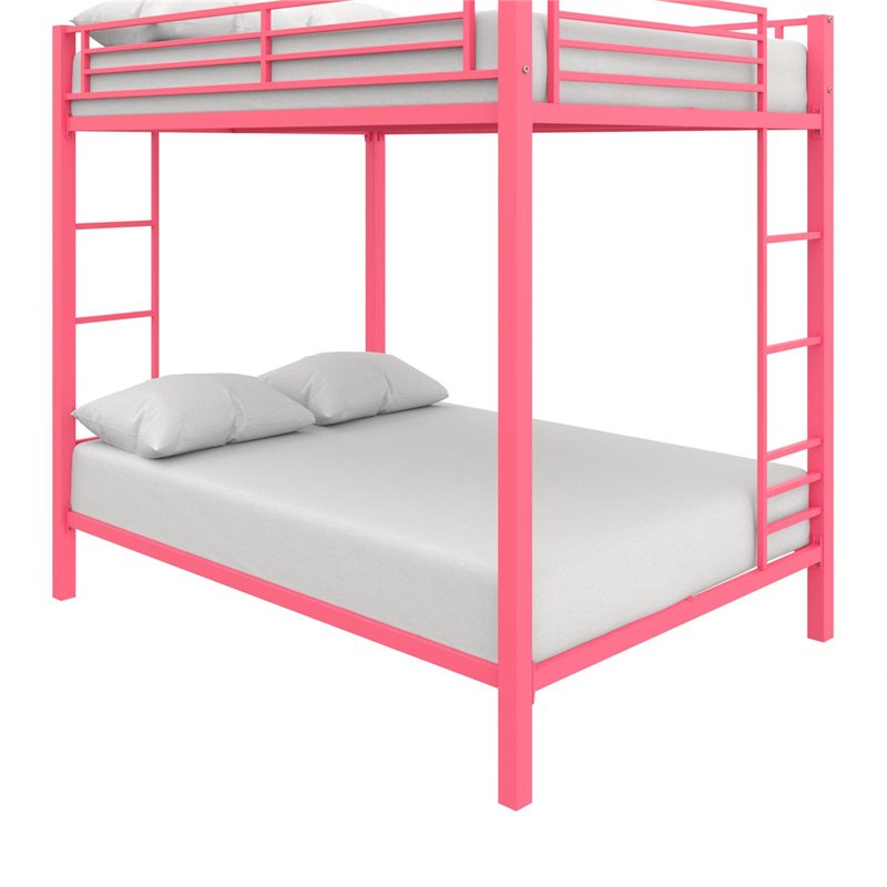 DHP Full over Full Metal Bunk Bed with Ladder in Pink Cymax Business