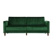 DHP Ivana Mid-Century Wood Tufted Transitional Futon in Green Velvet