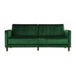 DHP Ivana Mid-Century Wood Tufted Transitional Futon in Green Velvet