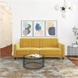 DHP Ivana Mid-Century Wood Tufted Transitional Velvet Futon in Mustard Yellow
