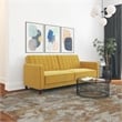 DHP Ivana Mid-Century Wood Tufted Transitional Velvet Futon in Mustard Yellow