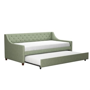 Novogratz Her Majesty Daybed and Trundle in Light Green Linen