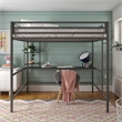 Novogratz Maxwell Metal Full Loft Bed with Desk in Gray & Black