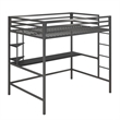 Novogratz Maxwell Metal Full Loft Bed with Desk in Navy & Black