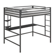 Novogratz Maxwell Metal Full Loft Bed with Desk in Navy & Black