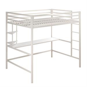 novogratz maxwell metal full loft bed with desk in white