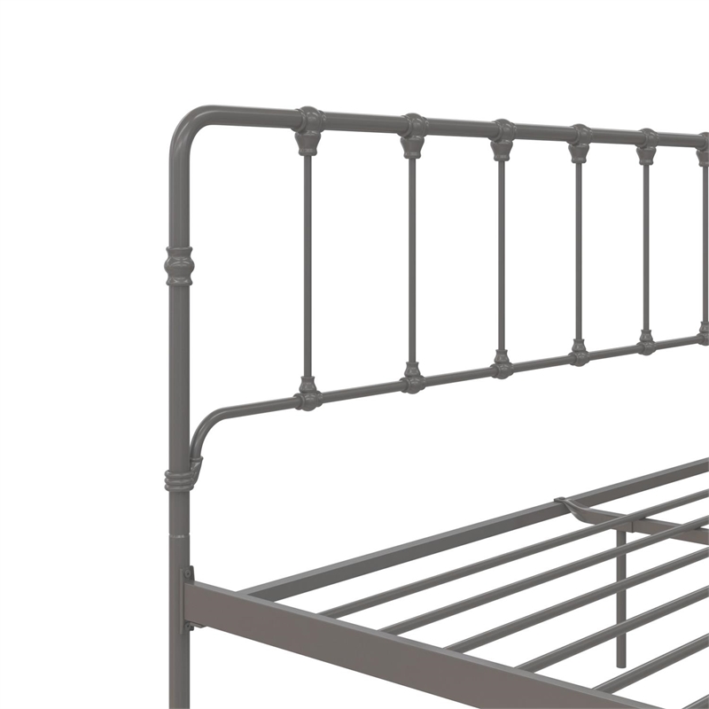 LikeHome Lida Farmhouse King Metal Bed with Storage in Gray