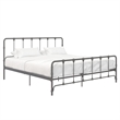 LikeHome Lida Farmhouse King Metal Bed with Storage in Gray