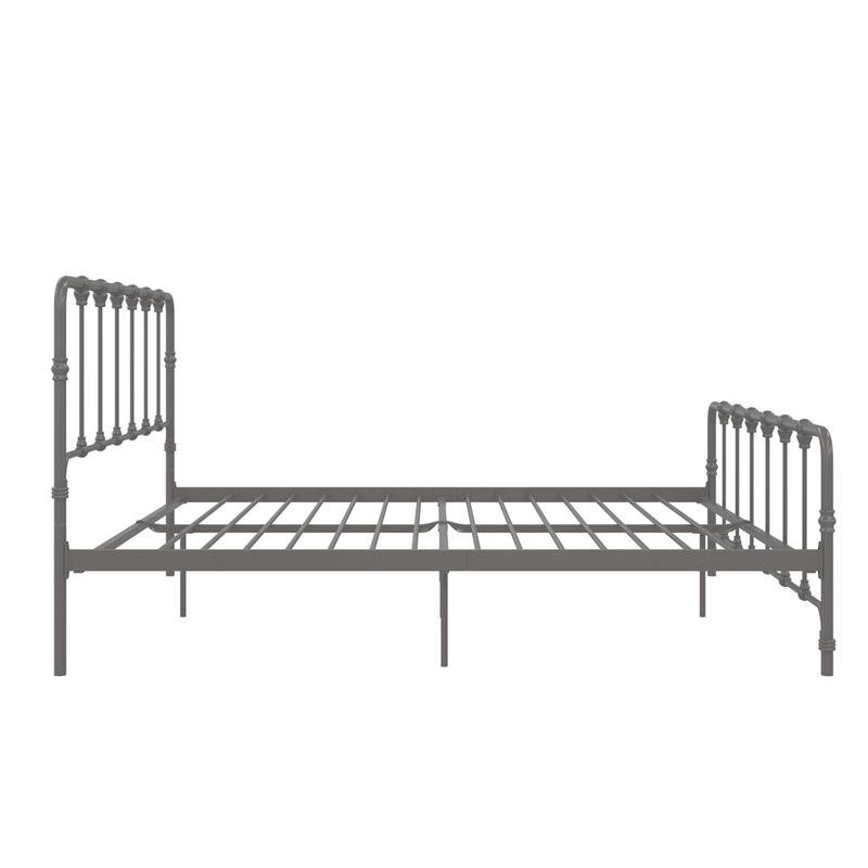 LikeHome Lida Farmhouse King Metal Bed with Storage in Gray