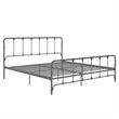 LikeHome Lida Farmhouse King Metal Bed with Storage in Gray