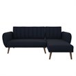 Novogratz Brittany Sectional Futon Sofa in Blue Linen