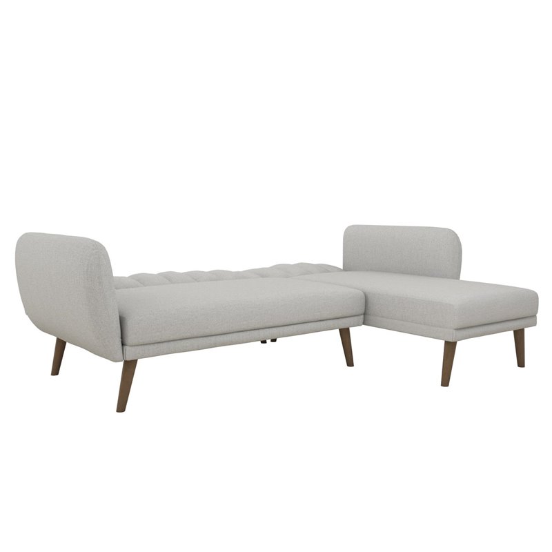 Novogratz Brittany Sectional Futon Sofa in Light Gray