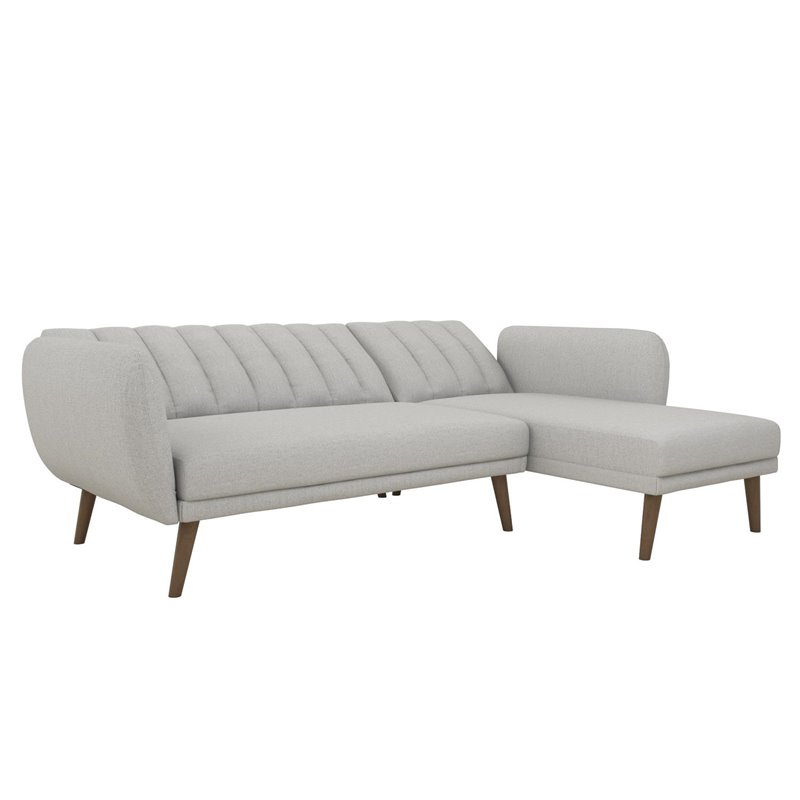 Novogratz Brittany Sectional Futon Sofa in Light Gray