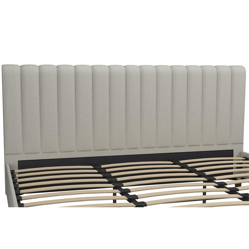 Novogratz Brittany Upholstered Bed in King in Light Grey Linen