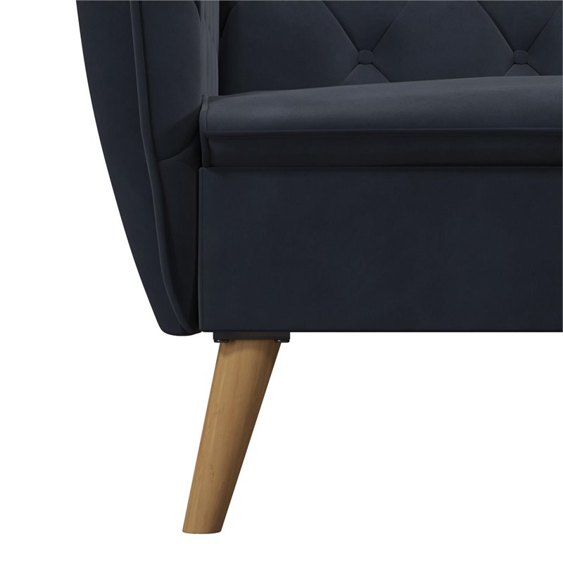 Novogratz Tallulah Memory Foam Velvet Futon in Blue