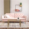Novogratz Tallulah Memory Foam Futon in Convertible Couch in Pink Velvet