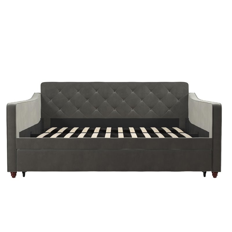 Novogratz Vintage Engineered Wood Gray Full Daybed and Twin Trundle Set