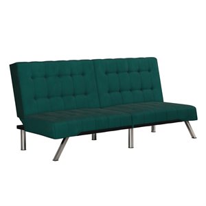 dhp emily convertible tufted futon sofa in green velvet